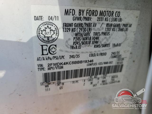 2FMDK4KC5BBB19346 2011 FORD EDGE photo no. 13