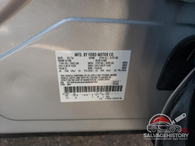2FMPK4K84GBB42150 2016 FORD EDGE photo no. 12