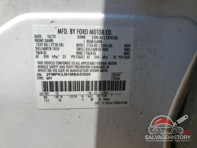 2FMPK3J91MBA53569 2021 FORD EDGE photo no. 13