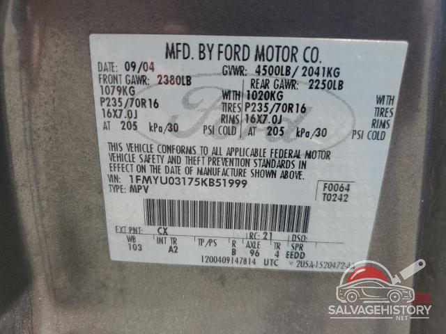 1FMYU03175KB51999 2005 FORD ESCAPE photo no. 13
