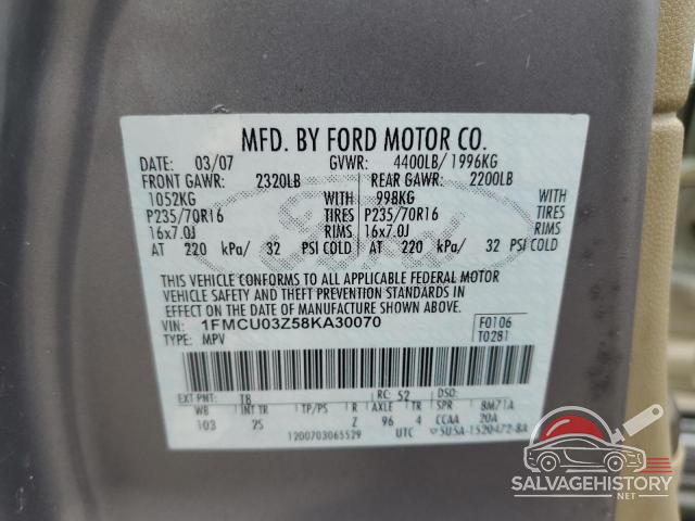 1FMCU03Z58KA30070 2008 FORD ESCAPE photo no. 13