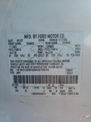 1FMCU59H28KB79919 2008 FORD ESCAPE photo no. 13
