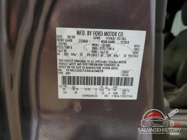 1FMCU0D7XAKA34876 2010 FORD ESCAPE photo no. 12
