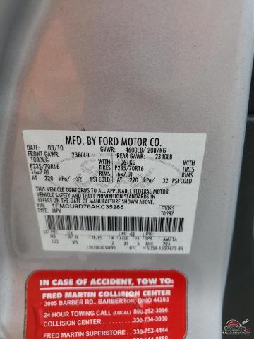 1FMCU9D76AKC35288 2010 FORD ESCAPE photo no. 13