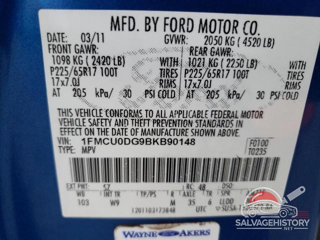 1FMCU0DG9BKB90148 2011 FORD ESCAPE photo no. 13