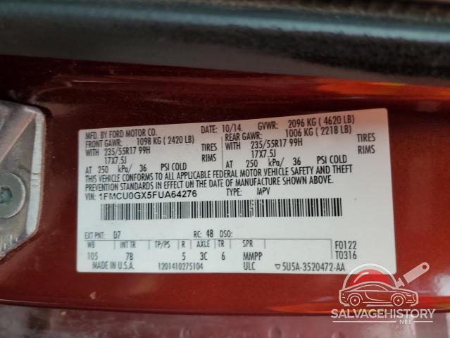 1FMCU0GX5FUA64276 2015 FORD ESCAPE photo no. 12
