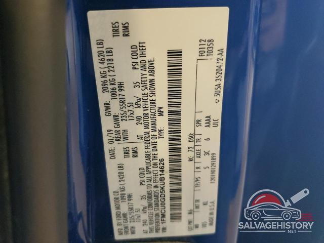 1FMCU0GD5KUB14626 2019 FORD ESCAPE photo no. 12