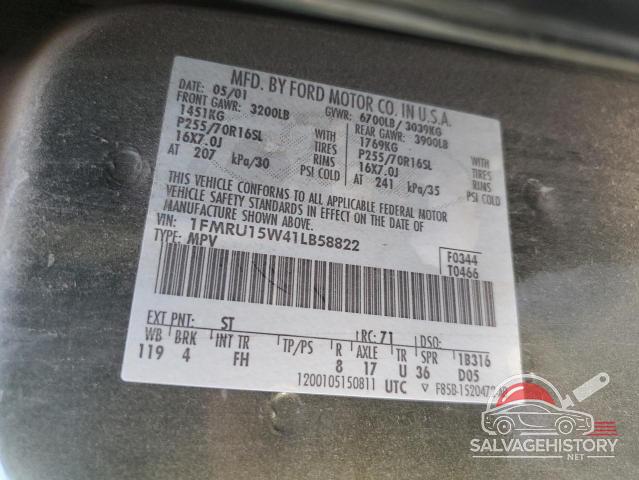 1FMRU15W41LB58822 2001 FORD EXPEDITION photo no. 14