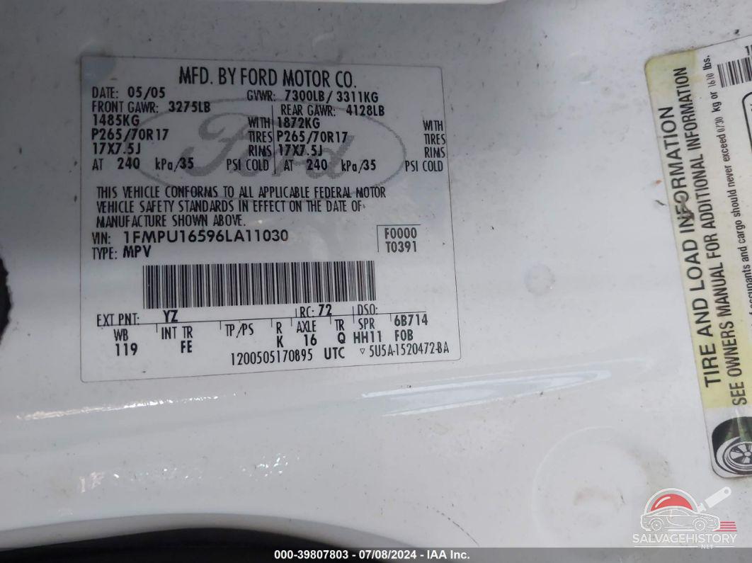 1FMPU16596LA11030 2006 FORD EXPEDITION photo no. 9