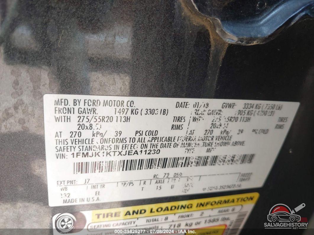1FMJK1KTXJEA11230 2018 FORD EXPEDITION MAX photo no. 9