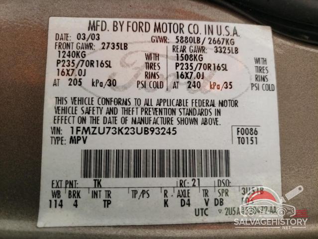 1FMZU73K23UB93245 2003 FORD EXPLORER photo no. 13