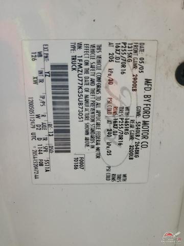 1FMZU77K35UB73051 2005 FORD EXPLORER photo no. 12