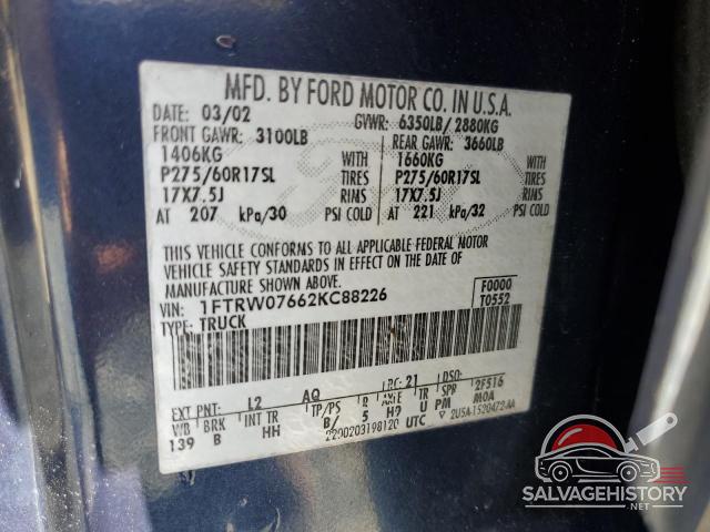 1FTRW07662KC88226 2002 FORD F-150 photo no. 12