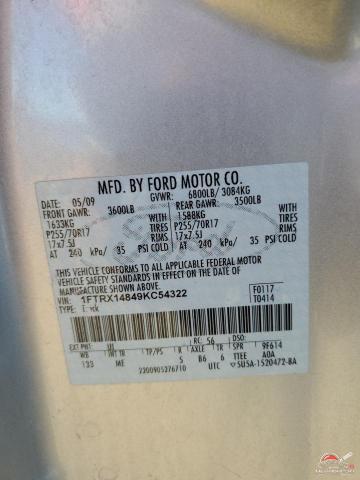 1FTRX14849KC54322 2009 FORD F-150 photo no. 12