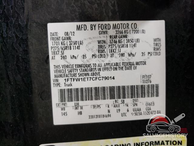 1FTFW1ET7CFC79014 2012 FORD F-150 photo no. 12