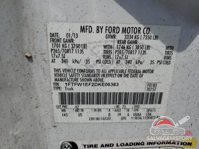 1FTFW1EF2DKE06383 2013 FORD F-150 photo no. 12