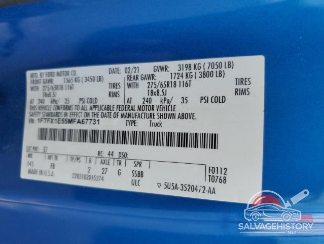 1FTFX1E55MFA67731 2021 FORD F-150 photo no. 13