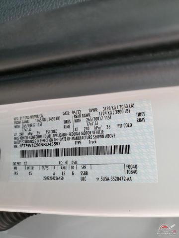 1FTFW1E50NKD43597 2022 FORD F-150 photo no. 12