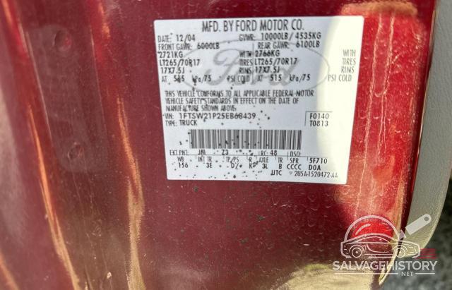 1FTSW21P25EB68439 2005 FORD F250 photo no. 10