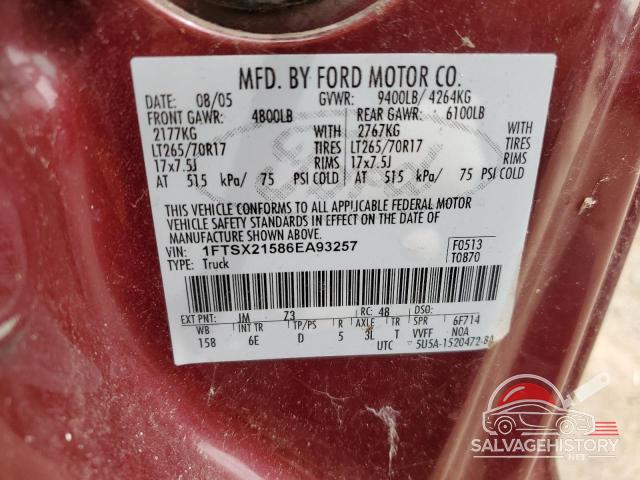 1FTSX21586EA93257 2006 FORD F250 photo no. 12