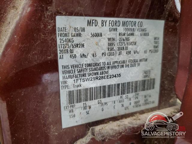 1FTSW21R28EE23435 2008 FORD F250 photo no. 12