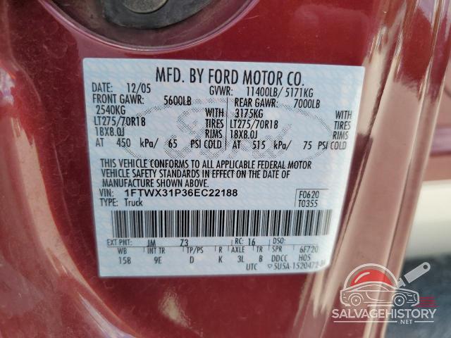 1FTWX31P36EC22188 2006 FORD F350 photo no. 12