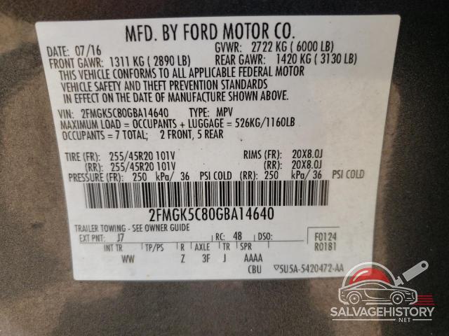 2FMGK5C80GBA14640 2016 FORD FLEX photo no. 14