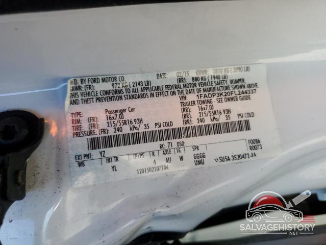 1FADP3K20FL244337 2015 FORD FOCUS photo no. 12