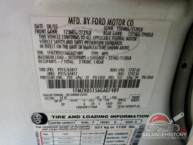 1FMZK05156GA07489 2006 FORD FREESTYLE photo no. 13
