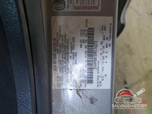 3FAHP081X9R116272 2009 FORD FUSION photo no. 12