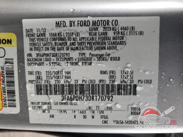 3FA6P0H73DR170792 2013 FORD FUSION photo no. 12