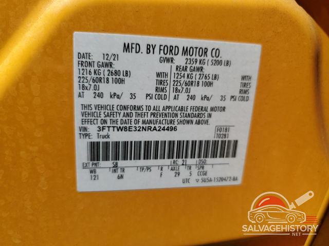 3FTTW8E32NRA24496 2022 FORD MAVERICK photo no. 12