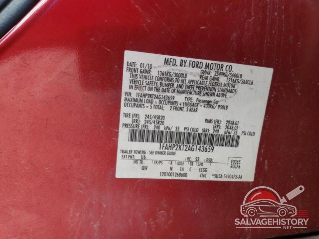 1FAHP2KT2AG143659 2010 FORD TAURUS photo no. 12