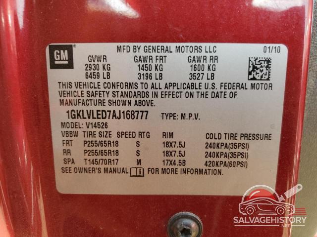 1GKLVLED7AJ168777 2010 GMC ACADIA photo no. 13