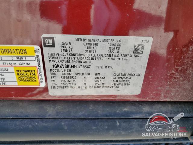 1GKKVSKD4HJ215347 2017 GMC ACADIA photo no. 12