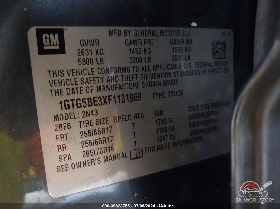1GTG5BE3XF1131969 2015 GMC CANYON photo no. 9