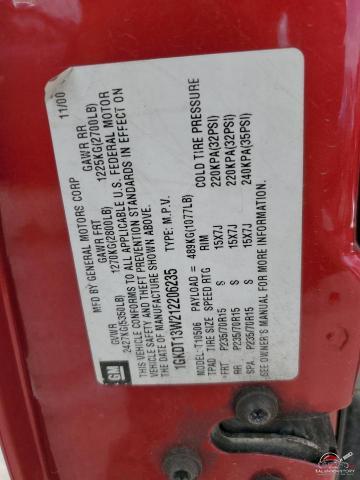 1GKDT13W212206235 2001 GMC JIMMY photo no. 12