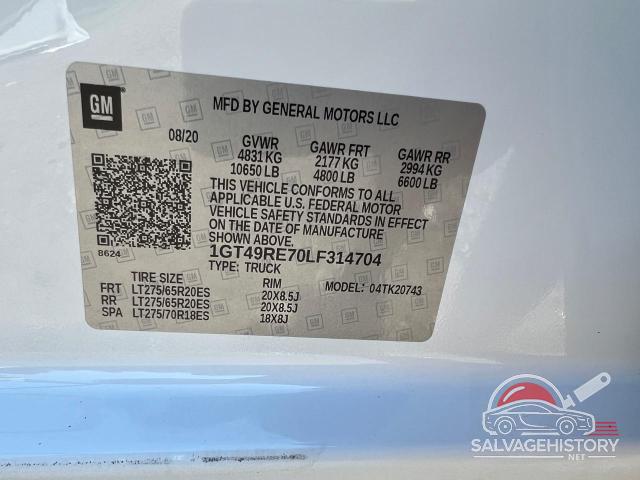 1GT49RE70LF314704 2020 GMC SIERRA photo no. 10