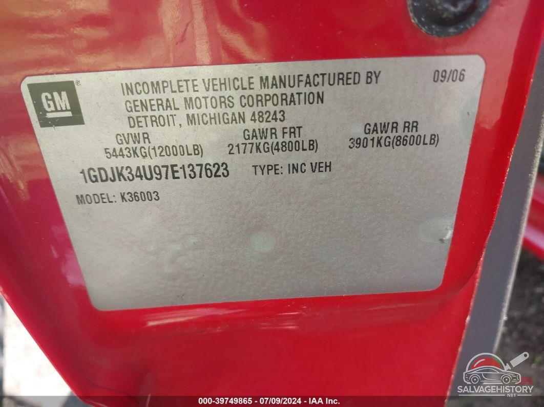 1GDJK34U97E137623 2007 GMC SIERRA 3500 CHASSIS CLASSIC photo no. 8
