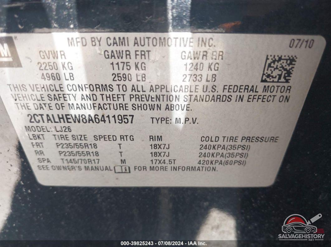 2CTALHEW8A6411957 2010 GMC TERRAIN photo no. 9