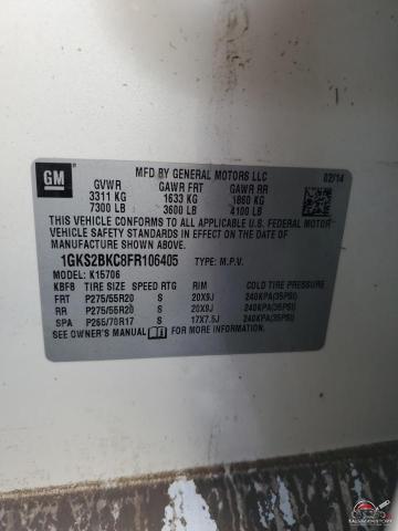 1GKS2BKC8FR106405 2015 GMC YUKON photo no. 13