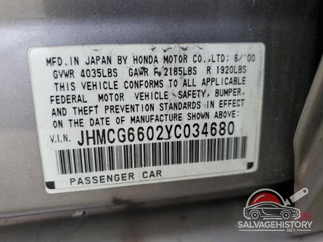 JHMCG6602YC034680 2000 HONDA ACCORD photo no. 12