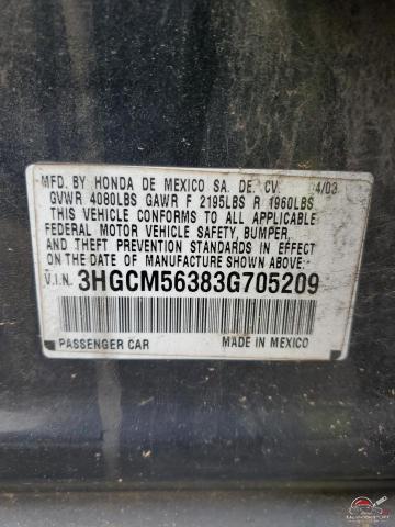 3HGCM56383G705209 2003 HONDA ACCORD photo no. 12