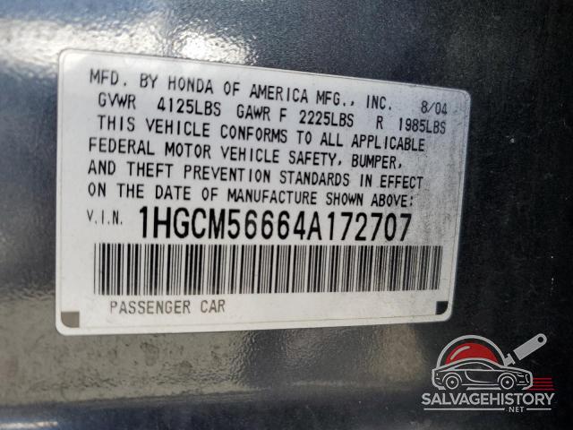 1HGCM56664A172707 2004 HONDA ACCORD photo no. 12