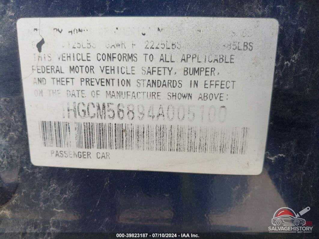 1HGCM56894A005100 2004 HONDA ACCORD photo no. 9