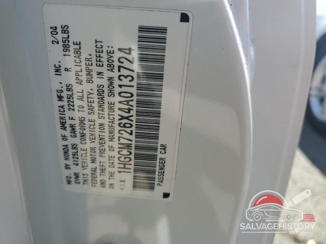 1HGCM726X4A013724 2004 HONDA ACCORD photo no. 12