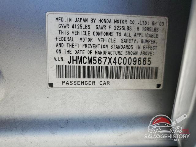 JHMCM567X4C009665 2004 HONDA ACCORD photo no. 12