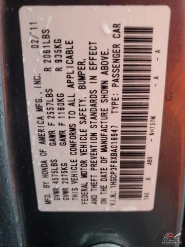 1HGCP3F8XBA018947 2011 HONDA ACCORD photo no. 12