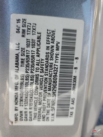 5FNRL5H29GB094327 2016 HONDA All Models photo no. 13