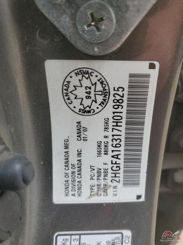2HGFA16317H019825 2007 HONDA CIVIC photo no. 12